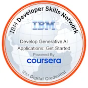 Develop Generative AI Applications: Get Started certificate, issued by IBM